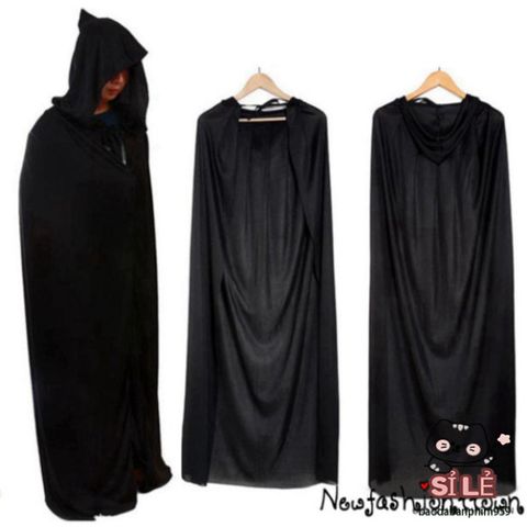 Áo Choàng Đen Phù Thủy Ma Cà Rồng - Áo Cosplay Halloween Độc Đáo, Thời Trang Unisex Cho Bữa Tiệc Ma Quái