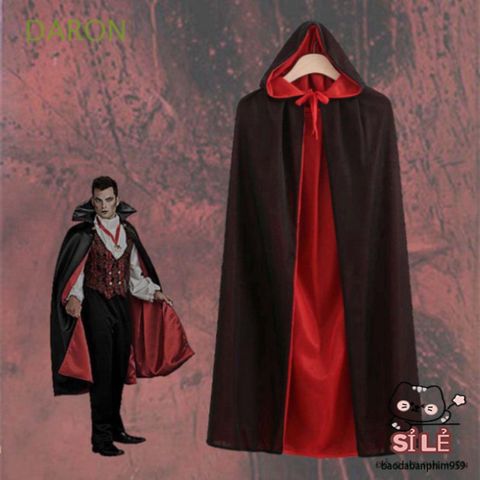 Áo Choàng Hóa Trang Halloween Có Mũ Trùm Đầu - Phù Thủy Đen Đỏ, Dành Cho Tất Cả Lứa Tuổi, Lễ Hội, Cosplay, Tiệc Tùng