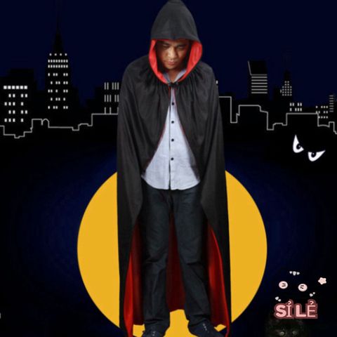 Áo Choàng Hóa Trang Halloween Có Mũ Trùm Đầu - Phù Thủy Đen Đỏ, Dành Cho Tất Cả Lứa Tuổi, Lễ Hội, Cosplay, Tiệc Tùng
