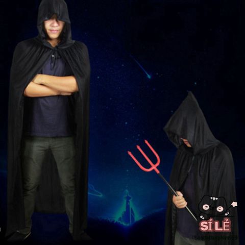 Áo Choàng Hóa Trang Halloween Có Mũ Trùm Đầu - Phù Thủy Đen Đỏ, Dành Cho Tất Cả Lứa Tuổi, Lễ Hội, Cosplay, Tiệc Tùng