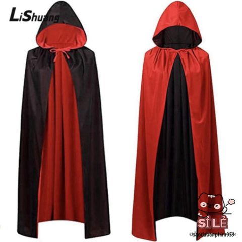 Áo Choàng Halloween Đen Đỏ 59inch - Cape Cosplay Quỷ Kinh Dị - Phụ Kiện Hóa Trang Hoàn Hảo cho Tiệc và Lễ Hội