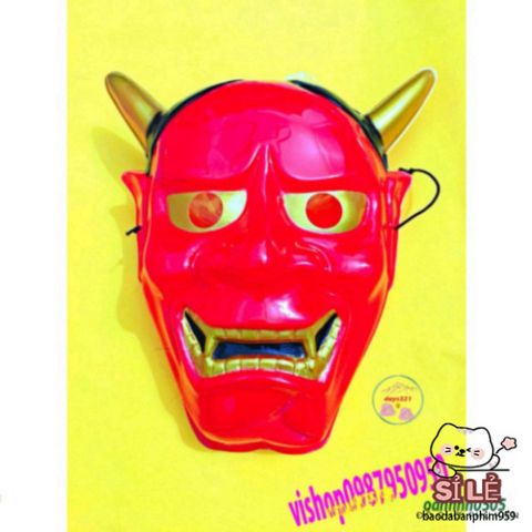 Mặt Nạ Halloween Oni Noh Hannya Huyền Bí - Phụ Kiện Hóa Trang Quỷ Vương Hai Sừng Cho Tiệc Tùng Và Chụp Ảnh