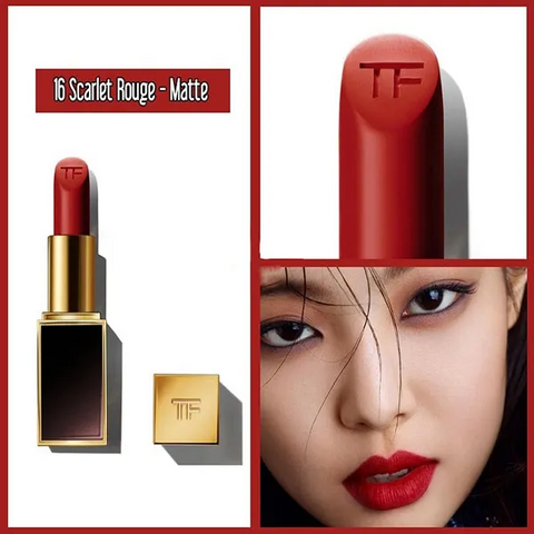 Son Tom Ford 16 Scarlet Rouge 24K Gold - Son Môi Màu Đỏ Thuần Chính Hãng, Chất Son Mịn Màng, Thiết Kế Sang Trọng, Dưỡng Ẩm Tốt
