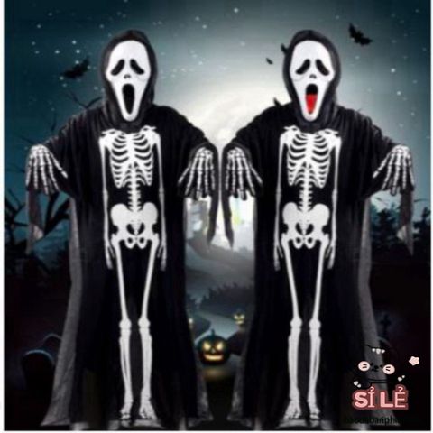 Áo Choàng Phù Thủy Đen Cotton Mềm Dành Cho Trẻ Em & Người Lớn - Trang Phục Halloween 2025 Thú Vị và Bí Ẩn