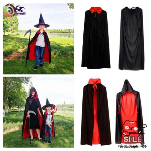 Áo Choàng Gothic Halloween 150cm - Trang Phục Hóa Trang Độc Đáo Cho Bé, Phù Thủy Vui Nhộn Dành Cho Tiệc Hóa Trang