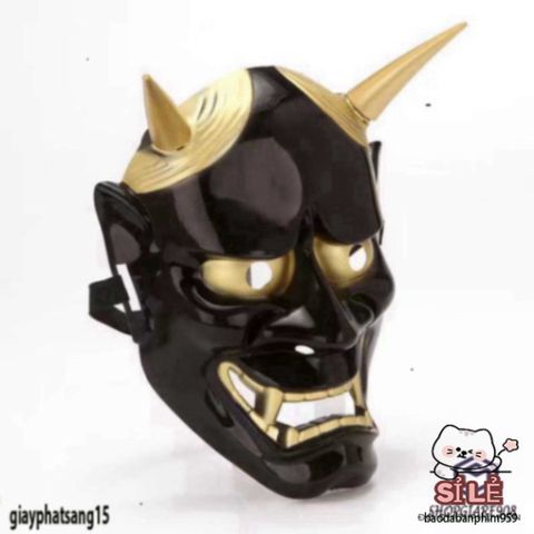 Mặt Nạ Oni Hannya Halloween - Quỷ Vương Hai Sừng, Phụ Kiện Hóa Trang Độc Đáo, Chất Liệu Bền, Lý Tưởng Cho Tiệc Hóa Trang