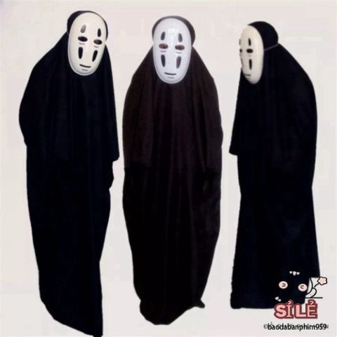 Bộ trang phục cosplay Vô Diện Spirited Away - Áo, mặt nạ và găng tay cho cả người lớn và trẻ em - Trang phục hóa trang Halloween độc đáo