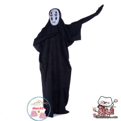 Bộ Trang Phục Hóa Trang Vô Diện - Áo Choàng Đen Kèm Mặt Nạ Bí Ẩn Cho Halloween & Cosplay - Trang Phục Độc Đáo Dành Cho Tất Cả