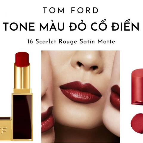 Son Lì Tom Ford TF Satin Matte 16 Scarlet Rouge - Son Môi Đỏ Cổ Điển Cao Cấp, Sang Trọng, Bền Màu, Dưỡng Ẩm Tự Nhiên