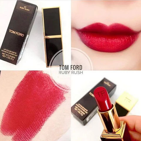 Son Tom Ford Lip Color Matte – 07 Ruby Rush Chính Hãng - Son Môi Đỏ Sang Trọng, Dưỡng Ẩm, Lâu Trôi Cho Phong Cách Quyến Rũ