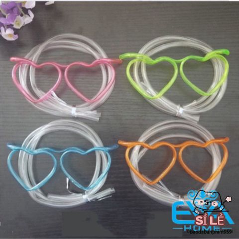 Ống Hút Mắt Kính Gọng Trái Tim Độc Đáo M1429 - Phụ Kiện Tiệc Tùng Vui Nhộn, Thêm Phần Sáng Tạo Cho Mọi Buổi Tiệc