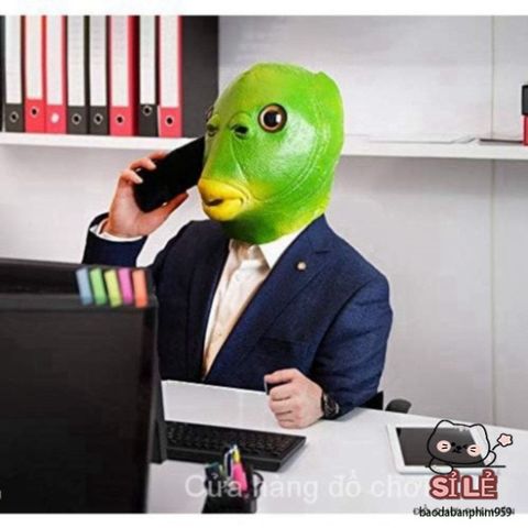 Mặt Nạ Cá Xanh Độc Đáo - Mặt Nạ Halloween Sáng Tạo Bằng Cao Su Thiên Nhiên Cho Bữa Tiệc Hóa Trang Vui Nhộn