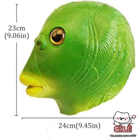 Mặt Nạ Cá Xanh Độc Đáo - Mặt Nạ Halloween Sáng Tạo Bằng Cao Su Thiên Nhiên Cho Bữa Tiệc Hóa Trang Vui Nhộn