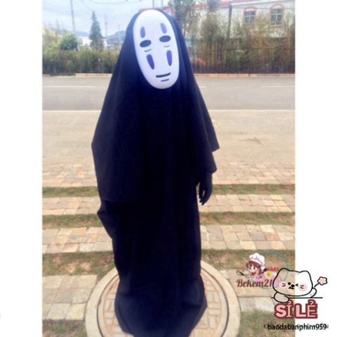 Bộ Cosplay Vô Diện Kaonashi - Áo Choàng Đen, Mặt Nạ và Găng Tay Cho Halloween và Lễ Hội Hóa Trang, Dành Cho Tất Cả Độ Tuổi