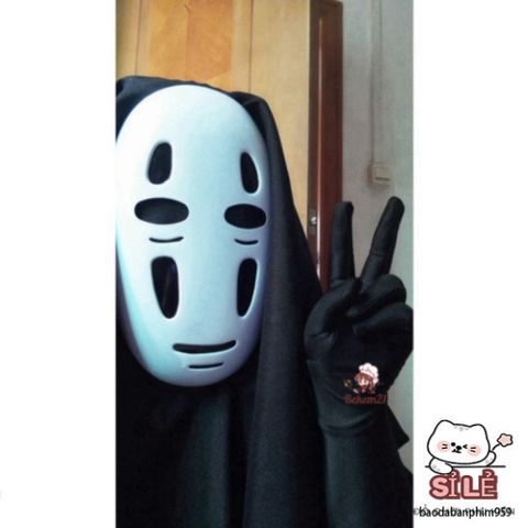 Bộ Cosplay Vô Diện Kaonashi - Áo Choàng Đen, Mặt Nạ và Găng Tay Cho Halloween và Lễ Hội Hóa Trang, Dành Cho Tất Cả Độ Tuổi