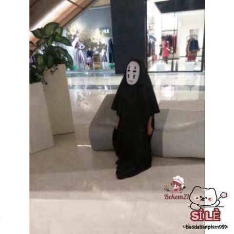 Bộ Cosplay Vô Diện Kaonashi - Áo Choàng Đen, Mặt Nạ và Găng Tay Cho Halloween và Lễ Hội Hóa Trang, Dành Cho Tất Cả Độ Tuổi