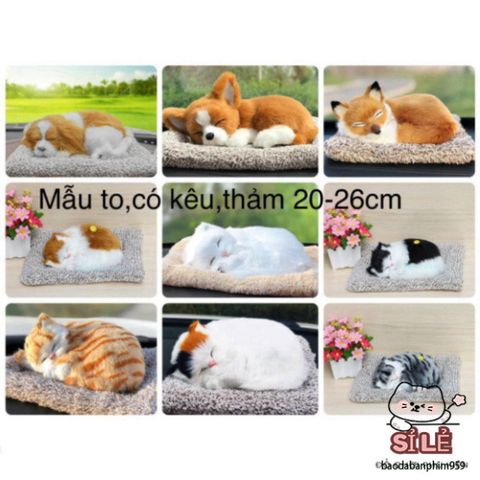 Mô hình chó mèo bông lớn trang trí taplo ô tô với than hoạt tính khử mùi, quà tặng thú cưng độc đáo cho nội thất xe hơi