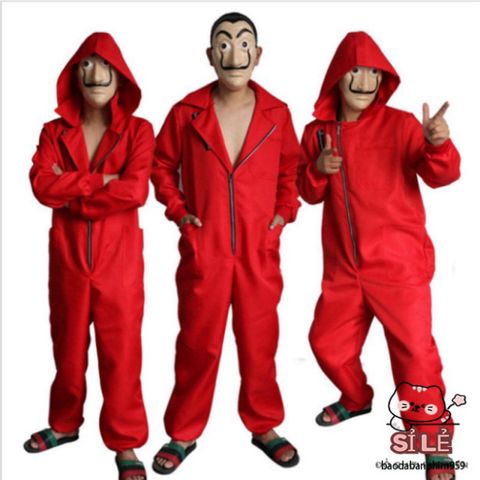 Bộ trang phục cosplay Money Heist (Phi Vụ Triệu Đô) kèm mặt nạ đỏ - Thích hợp cho Halloween và sự kiện đặc biệt