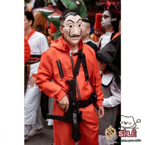 Bộ trang phục cosplay Money Heist (Phi Vụ Triệu Đô) kèm mặt nạ đỏ - Thích hợp cho Halloween và sự kiện đặc biệt