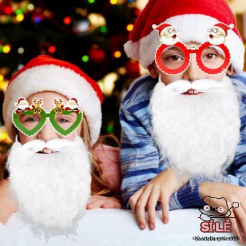 Áo Râu Giả Ông Già Noel Trắng - Phụ Kiện Cosplay Lễ Hội Giáng Sinh, Dễ Dàng Mặc, Bộ Trang Phục Vui Tươi cho Tiệc Kỳ Cục