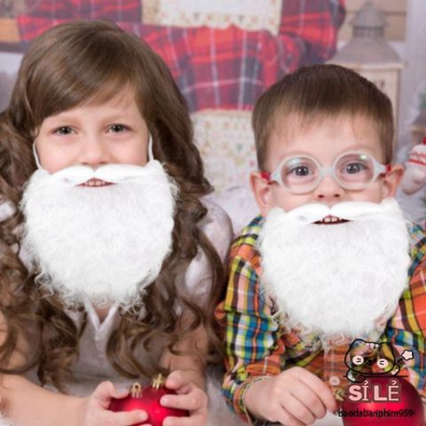 Áo Râu Giả Ông Già Noel Trắng - Phụ Kiện Cosplay Lễ Hội Giáng Sinh, Dễ Dàng Mặc, Bộ Trang Phục Vui Tươi cho Tiệc Kỳ Cục