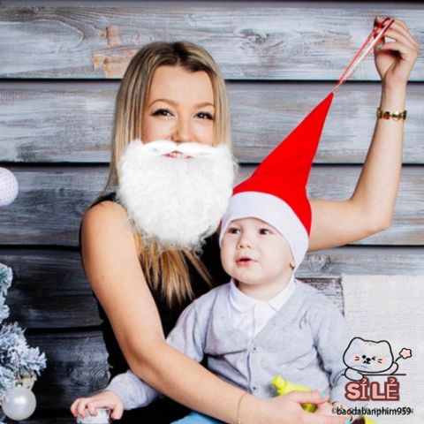 Áo Râu Giả Ông Già Noel Trắng - Phụ Kiện Cosplay Lễ Hội Giáng Sinh, Dễ Dàng Mặc, Bộ Trang Phục Vui Tươi cho Tiệc Kỳ Cục
