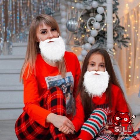 Áo Râu Giả Ông Già Noel Trắng - Phụ Kiện Cosplay Lễ Hội Giáng Sinh, Dễ Dàng Mặc, Bộ Trang Phục Vui Tươi cho Tiệc Kỳ Cục