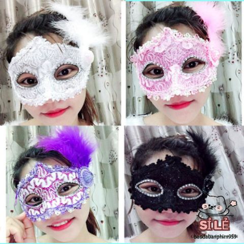 Tấm Che Mặt Lông Vũ Sang Trọng Hoa - Mặt Nạ Nửa Mặt Thời Trang Cho Nữ Giới, Hoàn Hảo Cho Halloween & Dạ Hội