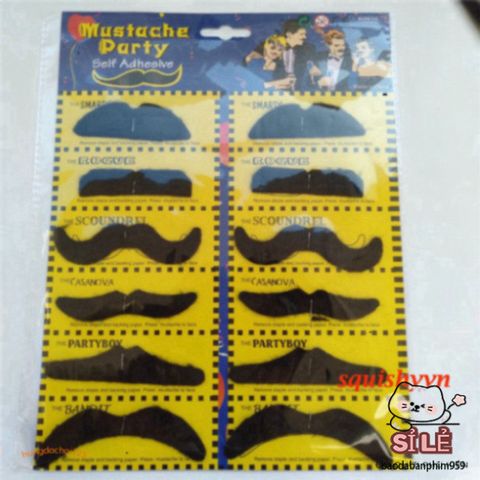 Bộ 12 Râu Giả Thời Trang - Phụ Kiện Hóa Trang Độc Đáo Cho Halloween, Tiệc Sinh Nhật, Tạo Điểm Nhấn Phong Cách