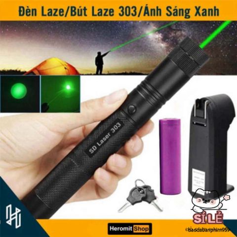 Bút Laser 303 Xanh - Đèn Chiếu Laser Mạnh, Tầm Xa 2km, Pin 3000mAh, Chất Lượng Cao, Phù Hợp Học Tập và Giải Trí