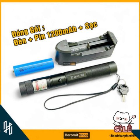Bút Laser 303 Xanh - Đèn Chiếu Laser Mạnh, Tầm Xa 2km, Pin 3000mAh, Chất Lượng Cao, Phù Hợp Học Tập và Giải Trí