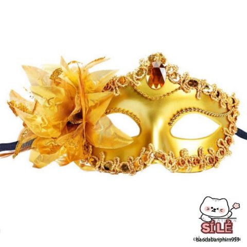 Mặt Nạ Hoa Huệ Đính Kim Cương Giả Với Lông Vũ - Phụ Kiện Tiệc Cưới và Halloween, Trang Điểm Sáng Tạo, Biểu Diễn