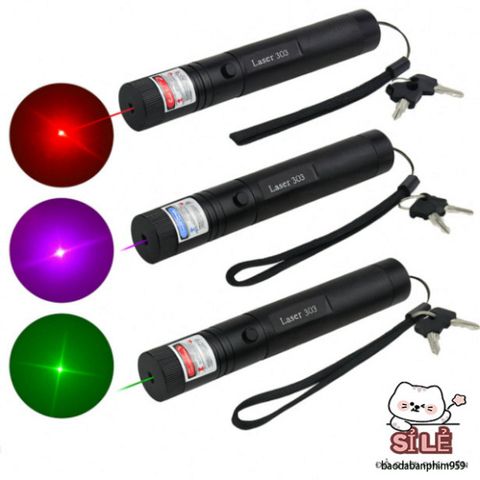 Đèn Pin Laser Siêu Sáng 303 & 009 - Chiếu Xa 2000M, Ánh Sáng Đỏ, Xanh, Tím - Kèm Phụ Kiện Chiếu Sao và Sạc Pin 18650