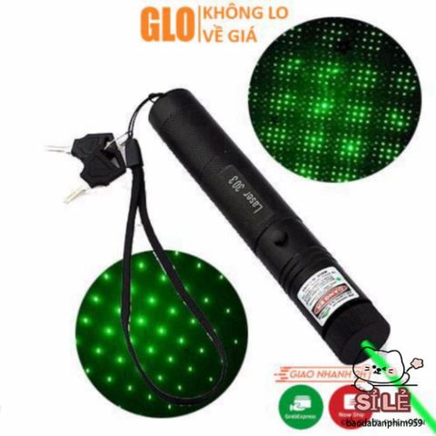 Đèn Pin Laser Siêu Sáng 303 & 009 - Chiếu Xa 2000M, Ánh Sáng Đỏ, Xanh, Tím - Kèm Phụ Kiện Chiếu Sao và Sạc Pin 18650
