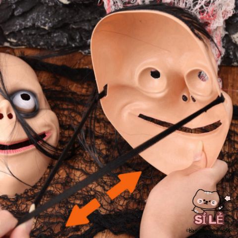 Mặt Nạ Halloween Ma Quái Kinh Dị - Mặt Nạ Hề Cười Bí Ẩn Tóc Dài Trang Trí Tiệc Halloween Thú Vị