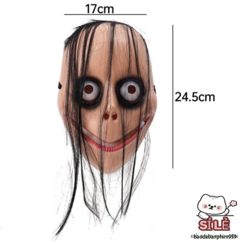 Mặt Nạ Halloween Ma Quái Kinh Dị - Mặt Nạ Hề Cười Bí Ẩn Tóc Dài Trang Trí Tiệc Halloween Thú Vị