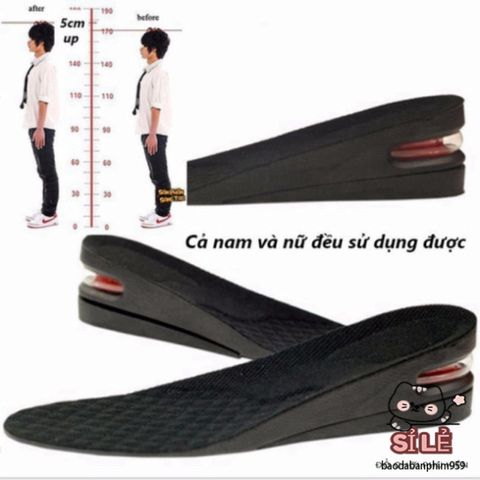 Bộ 2 Miếng Lót Giày Tăng Chiều Cao Đệm Khí Cho Nam Nữ - Tùy Chọn 3cm, 5cm, 7cm - Thoải Mái, Thể Thao, Năng Động