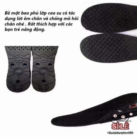 Bộ 2 Miếng Lót Giày Tăng Chiều Cao Đệm Khí Cho Nam Nữ - Tùy Chọn 3cm, 5cm, 7cm - Thoải Mái, Thể Thao, Năng Động