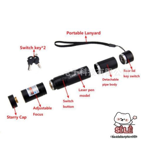 Đèn Laser Đa Năng 303 - Đèn Chớp Xanh Lá Kèm Pin Sạc, Chiếu Sáng Mạnh Mẽ cho Giảng Dạy và Du Lịch, Chống Nước và Va Đập