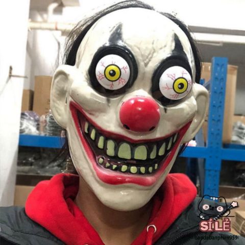 Mặt Nạ Halloween Đầu Lâu Chú Hề Joker Đáng Sợ - Phụ Kiện Trang Trí Cosplay Với Hiệu Ứng 3D Và Mắt Di Động
