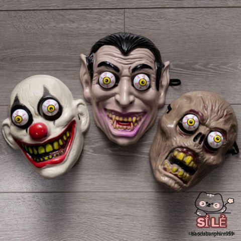Mặt Nạ Halloween Đầu Lâu Chú Hề Joker Đáng Sợ - Phụ Kiện Trang Trí Cosplay Với Hiệu Ứng 3D Và Mắt Di Động