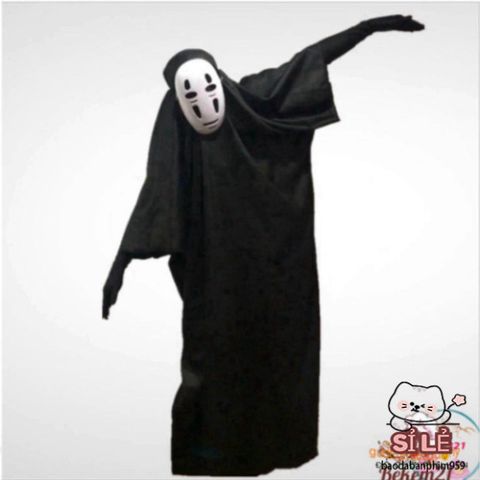 Bộ Quần Áo Hóa Trang Ma Vô Diện - Trang Phục Halloween Cho Người Lớn & Trẻ Em, Đen Huyền Bí, Áo Choàng, Mặt Nạ, Găng Tay