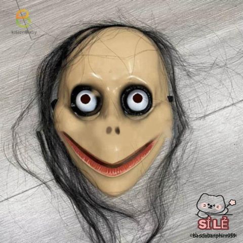 Mặt Nạ Halloween Độc Đáo Tóc Dài - Phụ Kiện Hóa Trang Dễ Thương, Thiết Kế Miệng Chữ V Cho Tiệc Roleplay
