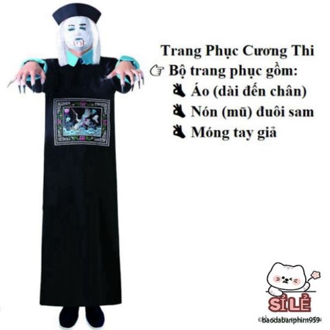 Bộ Đồ Hóa Trang Halloween Cương Thi & Hắc Bạch Vô Thường - Trang Phục Diêm Vương Pháp Sư Dành Cho Người Lớn