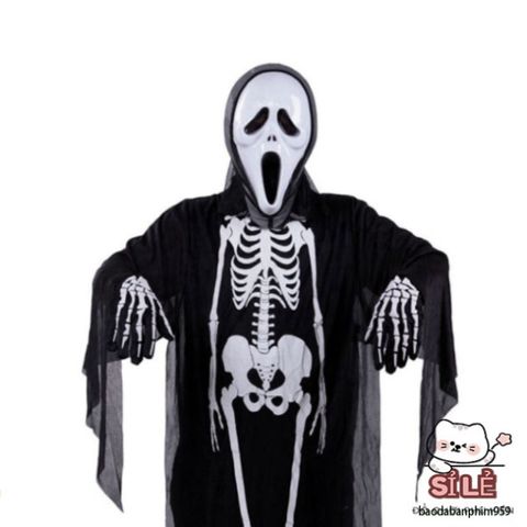 Bộ trang phục Halloween Thần Chết - Áo choàng, Mặt nạ, Lưỡi hái và Găng tay - Thế giới ma quái cho bữa tiệc hóa trang