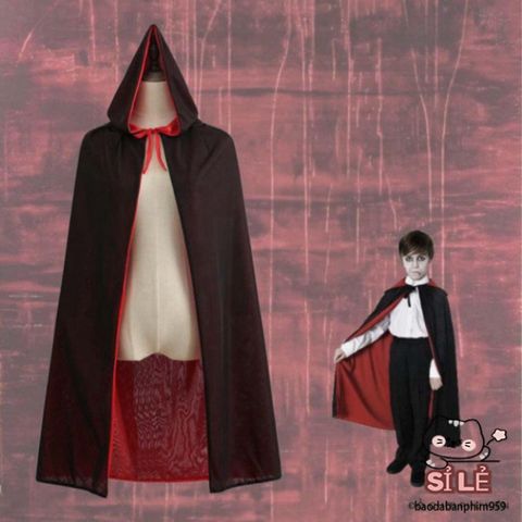 Áo Choàng Vương Giả Đỏ cho Halloween - Trang Phục Cosplay Ma Quái, Phù Thủy Kèm Vương Miện và Phụ Kiện Bắt Mắt