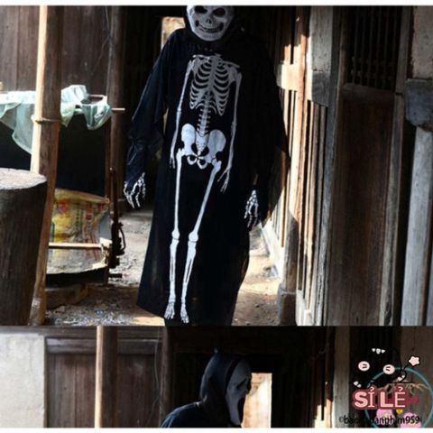 Áo Choàng Nón Halloween Hình Xương - Đầu Lâu, Dơi, Ma Cà Rồng - Trang Phục Hóa Trang Độc Đáo Cho Dịp Lễ Hội