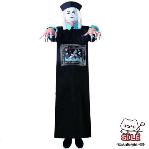 Bộ đồ hóa trang Halloween Ma Cương Thi - Áo Dài Việt Nam với Mũ Đuôi Sam và Phụ Kiện Độc Đáo cho Người Lớn