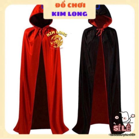Áo Choàng Ma Cà Rồng Đỏ Đen Có Mũ - Trang Phục Hóa Trang Halloween Cho Trẻ Em & Người Lớn, Độc Đáo & Thú Vị