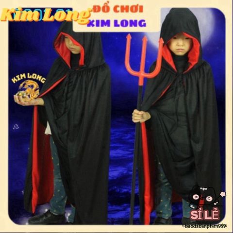 Áo Choàng Ma Cà Rồng Đỏ Đen Có Mũ - Trang Phục Hóa Trang Halloween Cho Trẻ Em & Người Lớn, Độc Đáo & Thú Vị